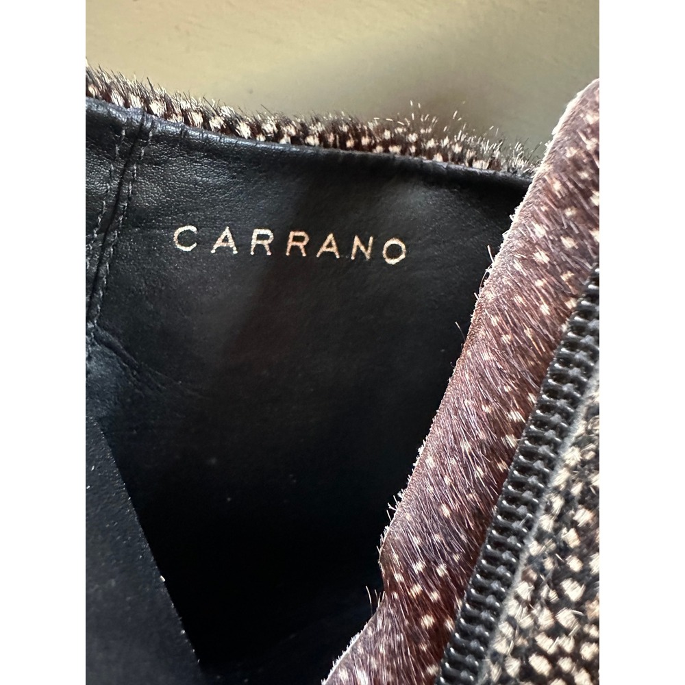 Carrano Anthropologie Calf Hair Spotted Ankle Boots Brown Cream Block Heel 7 - Picture 6 of 10